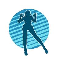 Silhouette of a casual female in a dancing pose. Silhouette of a dancer woman in action pose. vector