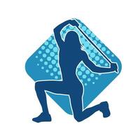 Silhouette of slim female doing exercise. Silhouette of a sporty woman doing gym workout pose. vector