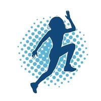 Silhouette of slim female doing exercise. Silhouette of a sporty woman doing gym workout pose. vector