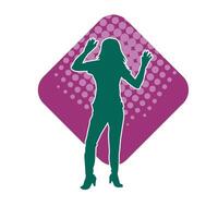 Silhouette of a female dancer in action pose. Silhouette of a woman dancing happily. vector