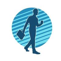 Silhouette of a business man carrying a briefcase vector