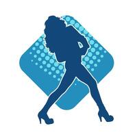 Silhouette of a female dancer in action pose. Silhouette of a woman dancing happily. vector