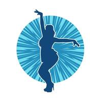 Silhouette of a fat female in dance pose. Silhouette of a fat woman dancing. vector