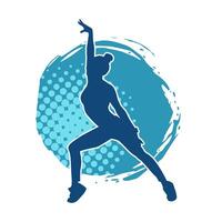 Silhouette of slim female doing exercise. Silhouette of a sporty woman doing gym workout pose. vector