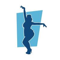 Silhouette of a fat female in dance pose. Silhouette of a fat woman dancing. vector