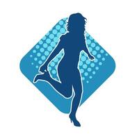 Silhouette of a female dancer in action pose. Silhouette of a woman dancing happily. vector