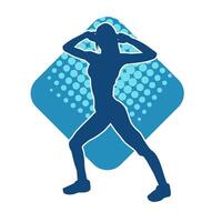 Silhouette of slim female doing exercise. Silhouette of a sporty woman doing gym workout pose. vector