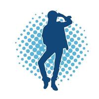 Silhouette of a female dancer in action pose. Silhouette of a woman dancing happily. vector