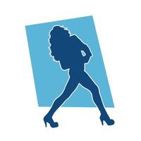 Silhouette of a female dancer in action pose. Silhouette of a woman dancing happily. vector