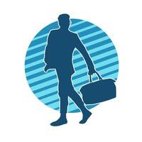 Silhouette of a business man carrying a briefcase vector