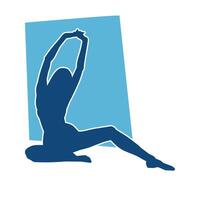 Silhouette of a female ballet dancer in action pose. Silhouette of a ballerina girl dancing pose. vector