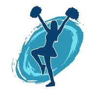 Silhouette of a female cheerleader carrying pompom while dancing vector