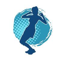 Silhouette of slim female doing exercise. Silhouette of a sporty woman doing gym workout pose. vector