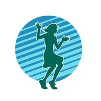 Silhouette of a female dancer in action pose. Silhouette of a woman dancing happily. vector