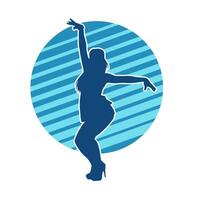 Silhouette of a fat female in dance pose. Silhouette of a fat woman dancing. vector