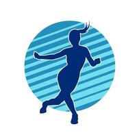 Silhouette of a casual female in a dancing pose. Silhouette of a dancer woman in action pose. vector