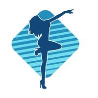 Silhouette of a female dancer in action pose. Silhouette of a woman dancing happily. vector