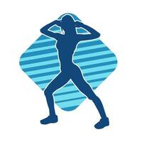 Silhouette of slim female doing exercise. Silhouette of a sporty woman doing gym workout pose. vector