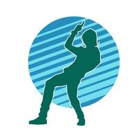 Silhouette of a male dancer in action pose. Silhouette of a slim man in dancing pose. vector