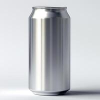 AI generated Empty beverage aluminum can with design space. Ai genarated. template label. photo