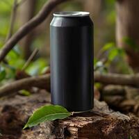 AI generated Empty beverage aluminum can with design space. Ai genarated. template label. photo