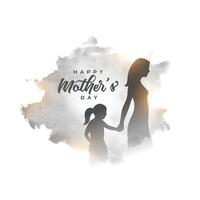mom and daughter love background in watercolor style vector