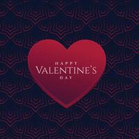 3d valentine's day heart on dark pattern background vector