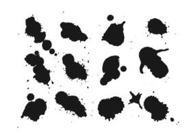 black ink splatter grunge stain texture set vector