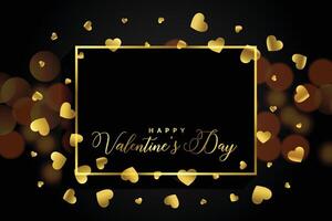 golden hearts frame with text space for valentines day vector