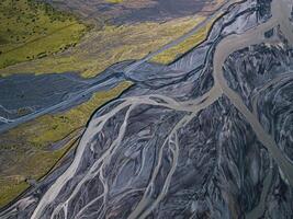 aéreo ver de glaciar río en Islandia. hermosa natural fondo. foto