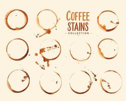 set of coffee glass or cup stains vector