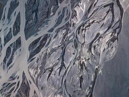Aerial view of glacier river in Iceland. Beautiful natural backdrop. photo
