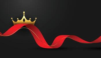 elegant royal golden crown background with ribbon design vector