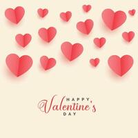 lovely flying papercut hearts valentines day background vector