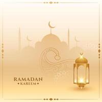 Ramadán kareem tradicional islámico tarjeta con linterna vector