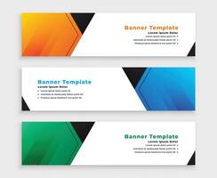 web display wide banners in three colors vector