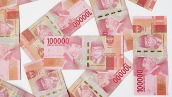 photo from Series of Indonesian rupiah banknotes worth one hundred thousand rupiah 100,000. Indonesian currency