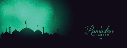 ramadan kareem glowing lights banner design vector