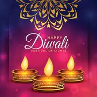 happy diwali greeting with beautiful colors vector