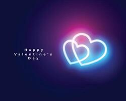glowing neon lovely hearts for valentines day event vector