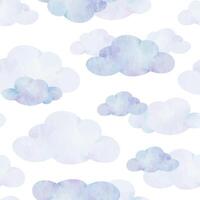 Air clouds. Cute children's background. Watercolor baby seamless pattern for design kid's goods, postcards, baby shower and children's room vector