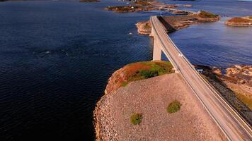 Aerial drone shot of the world famous Atlantic Road with copy space photo