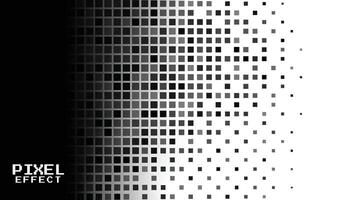 abstract black geometric pixel effect on white banner vector