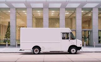 View of a White mini Truck car mock up photo