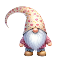 AI generated Cute whimsical gnome design elements valentine day watercolor on an On transparent background. png