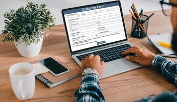 Online Customer application form for modish registration on the internet website photo