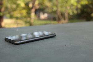 Smartphone on table photo