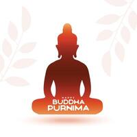 elegant and devotional gautama buddha purnima background with leaves design vector
