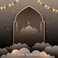 decorative eid mubarak religious background with islamic artwork vector