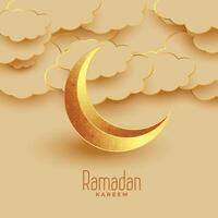 nice eid moon and clouds ramadan kareem greeting vector